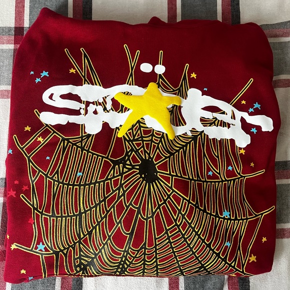 Sp5der Logo Maroon Hoodie - Picture 1 of 3